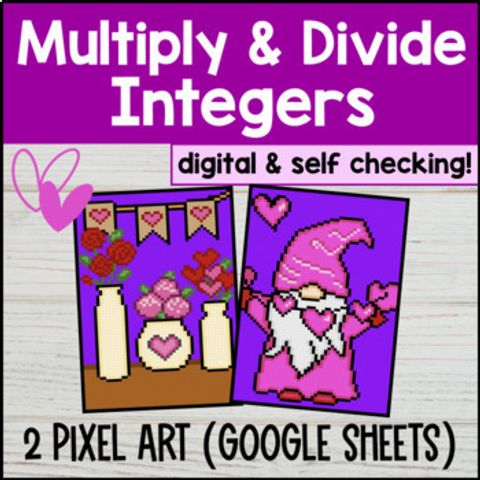Thumbnail for Multiplying and Dividing Integers Digital Pixel Art Integer Product and Quotient