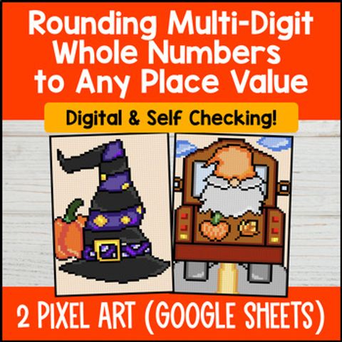 Thumbnail for [Halloween] Rounding Whole Numbers Any Place Value Digital Pixel Art 4th Grade