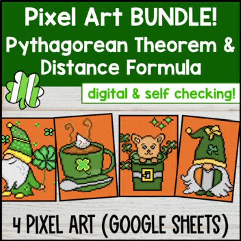 Thumbnail for Spring | Pythagorean Theorem Pixel Art BUNDLE | Distance Formula Hypotenuse Legs