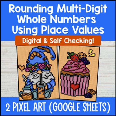 Thumbnail for Rounding Multi Digit Whole Numbers Place Values Digital Pixel Art 4th Grade CCSS