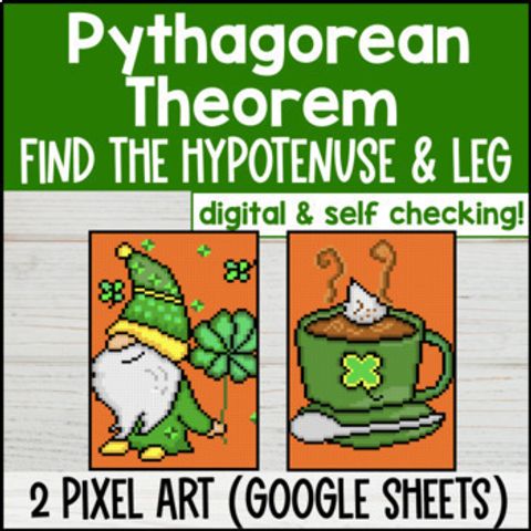 Thumbnail for Pythagorean Theorem Digital Pixel Art | Hypotenuse and Leg | Right Triangles