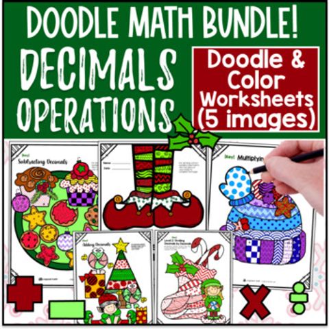 Thumbnail for Decimal Operations Doodle Math BUNDLE | Twist on Color by Number