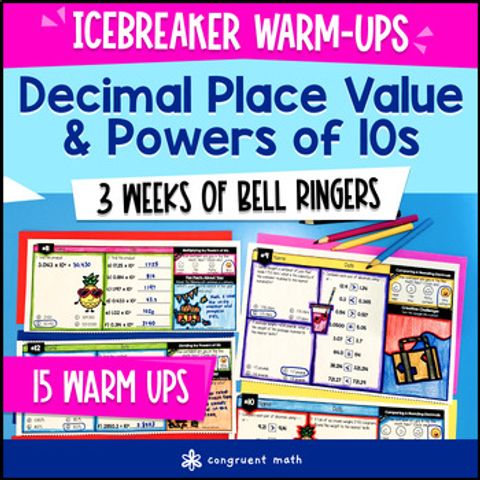 Thumbnail for Decimal Place Value Powers of 10s 5th Grade Math Warm Ups CCSS TEKS Bell Ringers