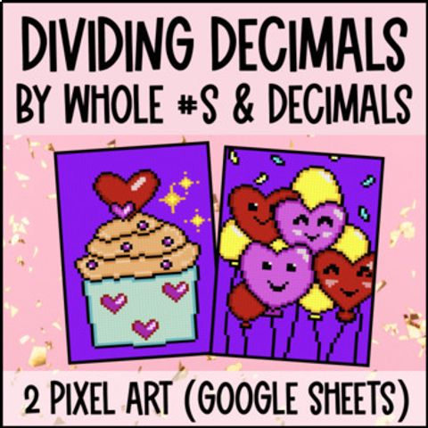 Thumbnail for Dividing Decimals Digital Pixel Art | Decimal Long Division Google Sheets