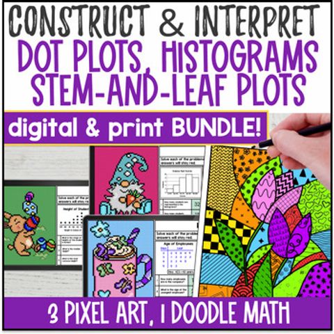 Thumbnail for Dot Plots, Histograms, Stem-and-Leaf Plots Activity BUNDLE | Digital & Print