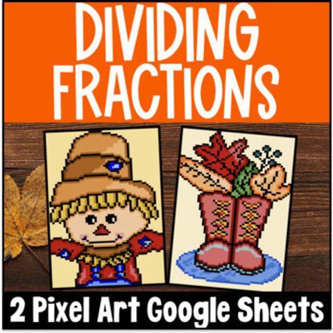 Thumbnail for Dividing Fractions by Whole Numbers and by Fractions Digital Pixel Art CCSS