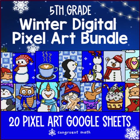Thumbnail for [Winter] Digital Pixel Art BUNDLE | 5th Grade Math | Christmas Math