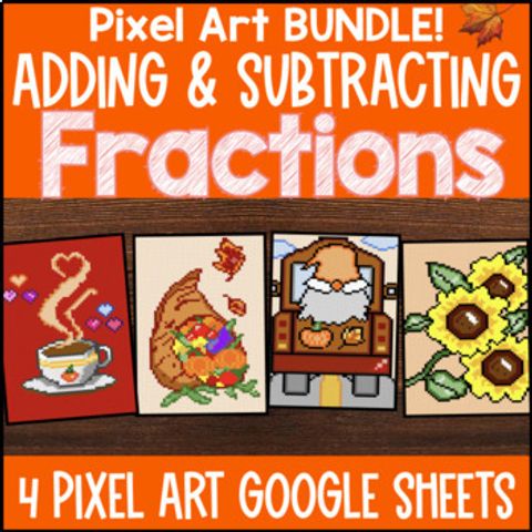 Thumbnail for Adding & Subtracting Fractions with Like and Unlike Denominators Pixel Art