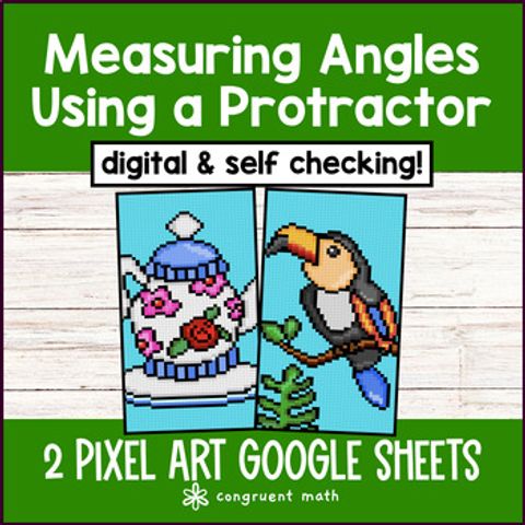 Thumbnail for Measuring Angles with Protractor 4th Grade Digital Pixel Art Acute Obtuse Right