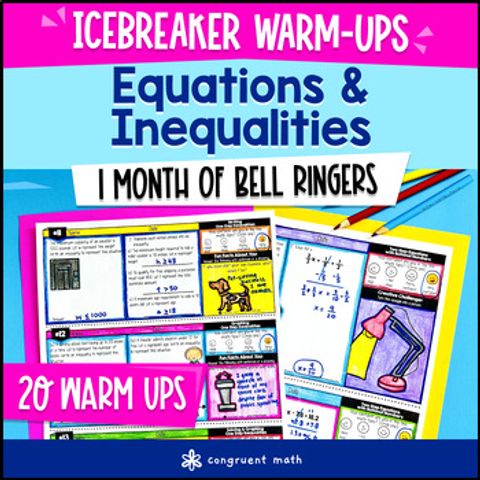 Thumbnail for Equations and Inequalities with Rational Numbers 7th Grade Warm Ups Bell Ringers