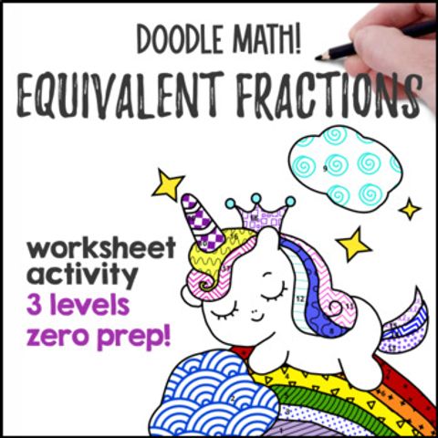 Thumbnail for Equivalent Fractions Visual Models | Doodle Math: Twist on Color by Number