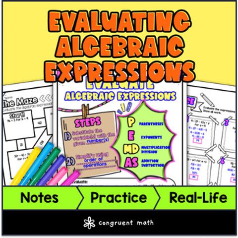 Thumbnail for Evaluating Algebraic Expressions Guided Notes & Doodles | Order of Operations