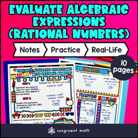 Thumbnail for Evaluating Algebraic Expressions Guided Notes w/ Doodles | Sketch Notes Lesson