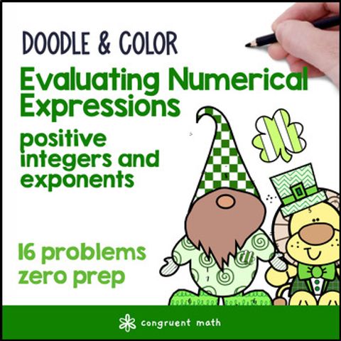 Thumbnail for Evaluating Numerical Expressions | Doodle Math Color by Code | St. Patrick's Day