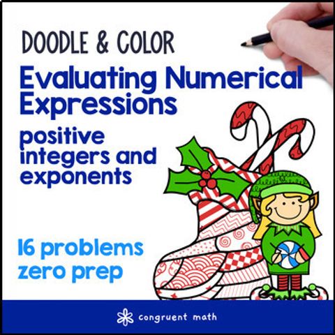 Thumbnail for Evaluating Numerical Expressions | Doodle Math Color by Number | Christmas