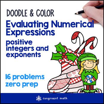 Thumbnail for Evaluating Numerical Expressions | Doodle Math Color by Number | Christmas