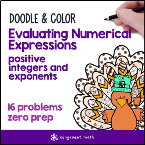 Thumbnail for Evaluating Numerical Expressions | Doodle Math Color by Number | Exponents