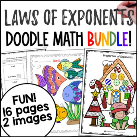 Thumbnail for Exponent Rules Doodle Math BUNDLE | Twist on Color by Number | Laws of Exponents