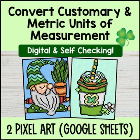 Thumbnail for Converting Units of Measurements Digital Pixel Art Customary & Metric Units