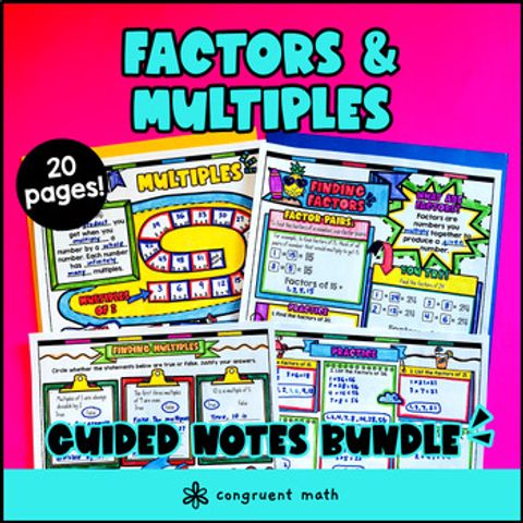 Thumbnail for Factors and Multiples Guided Notes with Doodles 4th Grade CCSS Sketch Notes