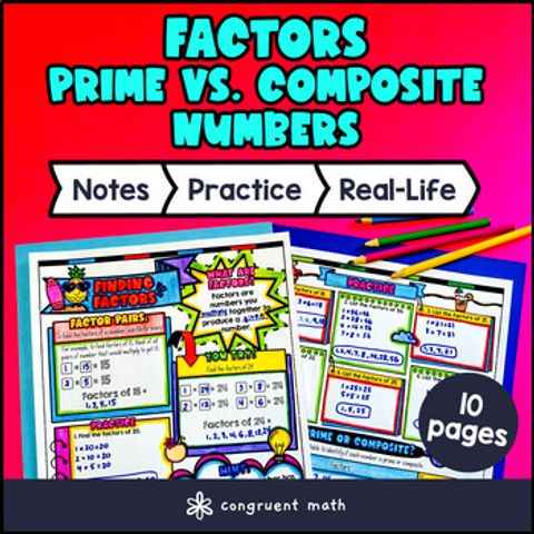 Thumbnail for Factors, Prime vs. Composite Numbers Guided Notes with Doodles Sketch Notes