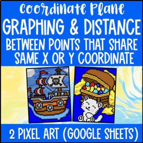 Thumbnail for Four Quadrants of the Coordinate Plane Digital Pixel Art | Distance Same X or Y