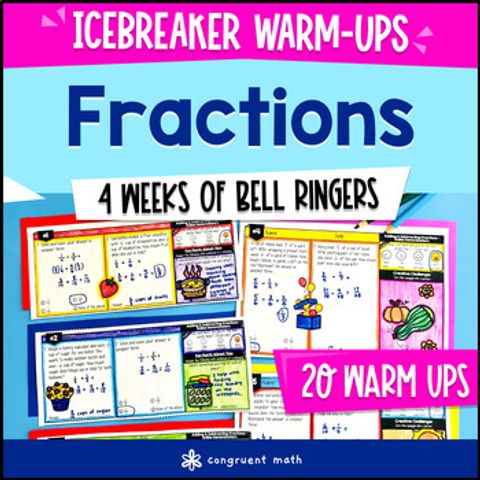 Thumbnail for Fraction Mixed Numbers Operations 5th Grade Math Warm Ups CCSS TEKS Bell Ringers