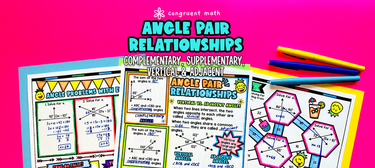 Angle Relationships  - Complementary, Supplementary, Vertical and Adjacent Angles