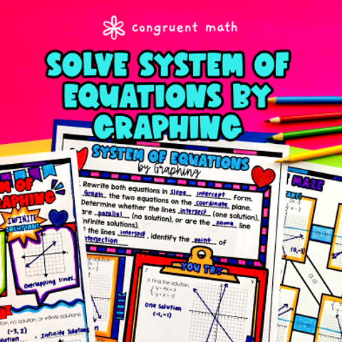 Thumbnail for System of Equations by Graphing Guided Notes w/ Doodles | Simultaneous Equations by Graphing