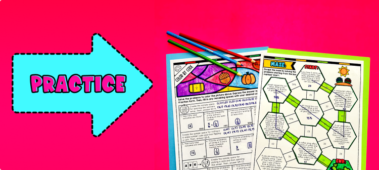 Probability Sample Space and Tree Diagrams and List - Maze and Color by Number Worksheets