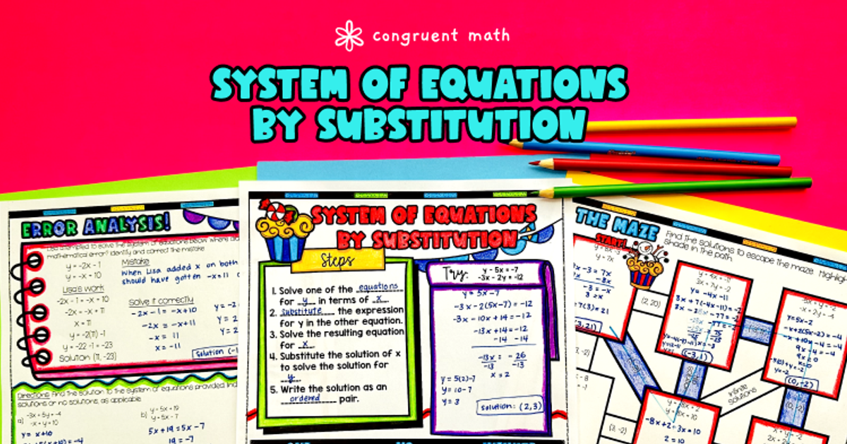 System of Equations by Substitution Guided Notes w/ Doodles | Linear ...