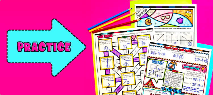 Slope from Similar Triangles Slope Intercept Form Linear Equations Practice Maze and Color by Code