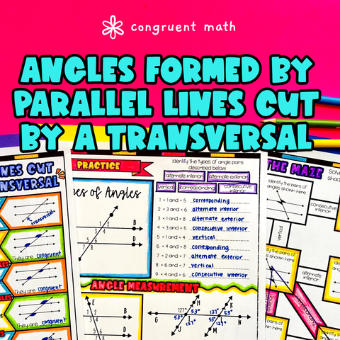 Thumbnail for Parallel Lines Cut By a Transversal Guided Notes w/ Doodles | Angles