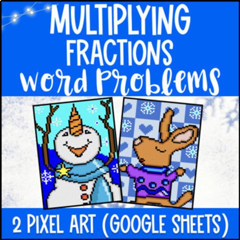 Thumbnail for [Free] Multiplying Fractions by Whole Numbers and Fractions Pixel Art | Winter