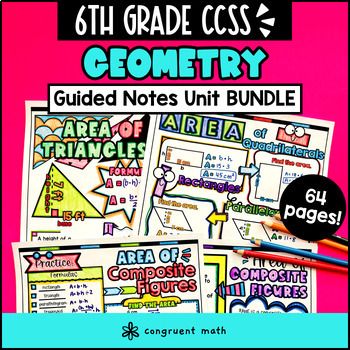 Geometry Area, Volume, Coordinate Plane Guided Notes BUNDLE | 6th Grade CCSS