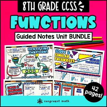 Identify, Evaluate, Compare Functions Slope Guided Notes Unit Bundle | 8th Grade