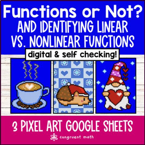 Thumbnail for Identifying Functions Graphs | Linear & Nonlinear | Christmas Digital Pixel Art