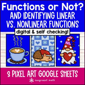 Thumbnail for Identifying Functions Graphs | Linear & Nonlinear | Christmas Digital Pixel Art