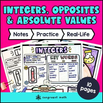 Integers, Opposites & Absolute Values Guided Notes & Doodles | Compare Order