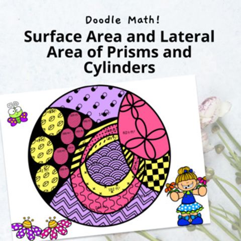 Thumbnail for Lateral and Total Surface Area Prisms Cylinders | Doodle & Color by Number WS