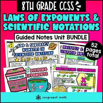 Laws of Exponents & Scientific Notations Guided Notes BUNDLE | 8th Grade CCSS