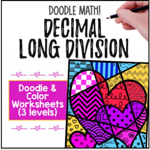 Thumbnail for Long Division with Decimals Doodle & Color by Number Worksheets | Dividing