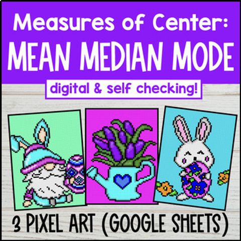 Thumbnail for Mean Median Mode Digital Pixel Art | Measures of Center | Central Tendency