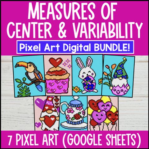 Thumbnail for Measures of Center and Variability Digital Pixel Art BUNDLE | IQR, Mean, MAD