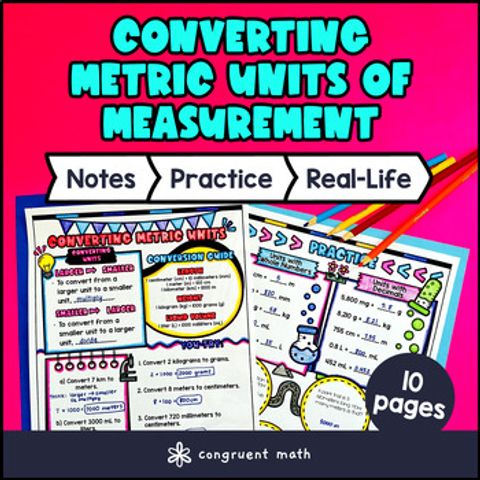 Thumbnail for Metric Units of Measurement Conversions Guided Notes w/ Doodles | 5th Grade