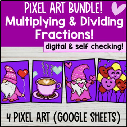 Thumbnail for Multiplying and Dividing Fractions Digital Pixel Art BUNDLE | Google Sheets