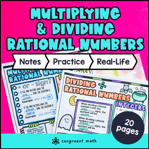 Thumbnail for Multiplying and Dividing Rational Numbers Fractions Decimals Guided Notes BUNDLE