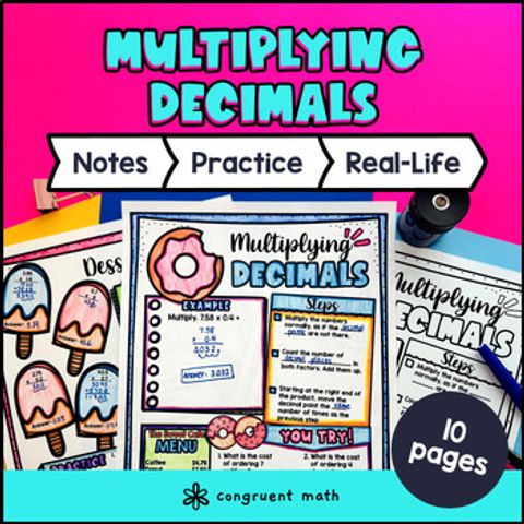 Thumbnail for Multiplying Decimals by Whole Numbers & Decimals Guided Notes Sketch & Doodles