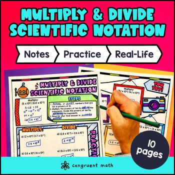 Multiplying Dividing Scientific Notation Guided Notes with Doodles | Worksheets