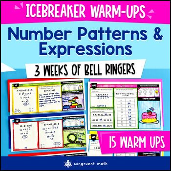 Number Patterns and Expressions 5th Grade Math Warm Ups CCSS TEKS Bell Ringers